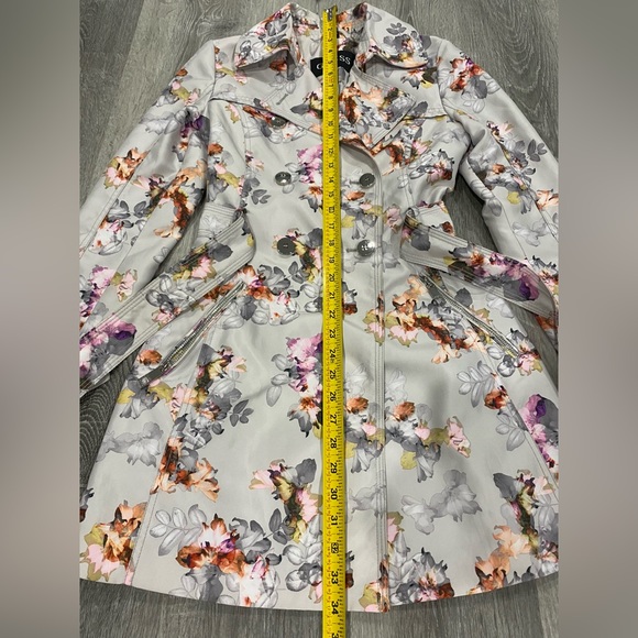 GUESS Floral Double-Breasted Water-Resistant Trench Coat size XS - Picture 9 of 14
